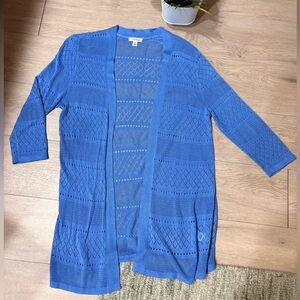 Croft & Barrow Blue Textured Lightweight Cardigan | Size Large